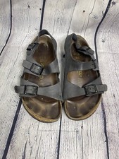 Birkenstock Rio Womens 7 US 38 EU Sandals Black Leather Ankle Strap Buckles