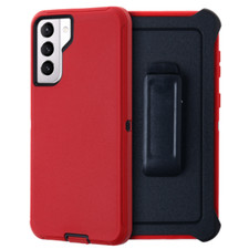 For Samsung S21 Plus 5G 6.7" Heavy Duty Case W/Clip Holster RED/BLACK