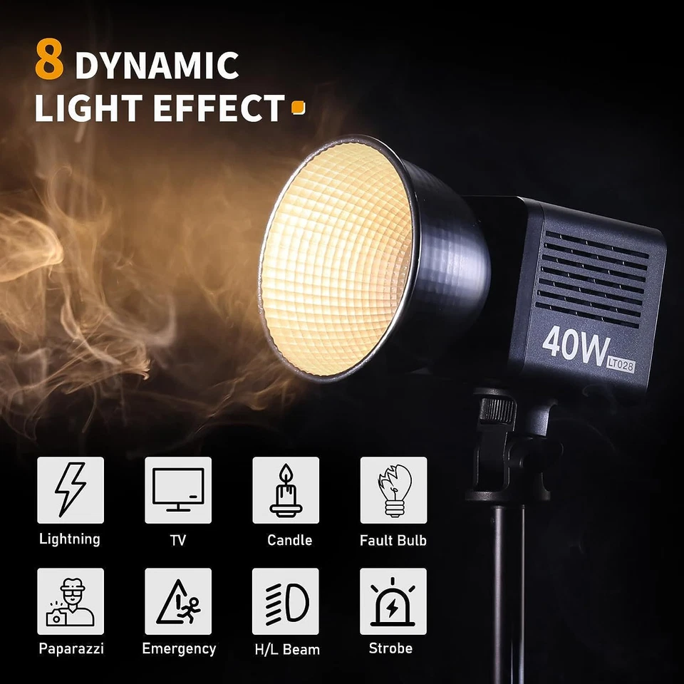 Ulanzi LT028 40W COB LED Video Light Bi-Color 2500K-6500K Photography Lighting - Image 2 of 4