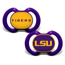 LSU Tigers Baby Pacifiers 2 Pack NEW NCAA Infant Newborn Packie