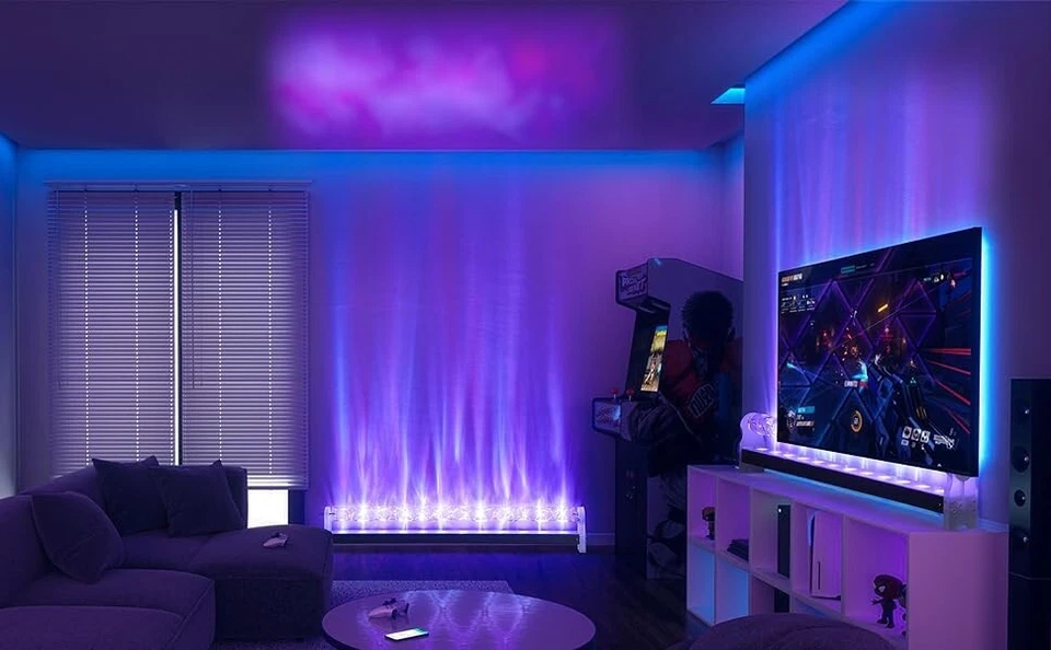 海浪 LED 壁灯 – 33 英寸 RGBW 可调光遥控器,现代艺术装饰 — 第 4/4 张图片