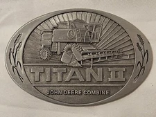 JOHN DEERE 1984 8820 TITAN II COMBINE WITH DRAPER HEAD PEWTER BELT BUCKLE