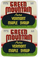 Vintage Green Mountain Pure Vermont Maple Syrup Lot of 2 Unused original labels
