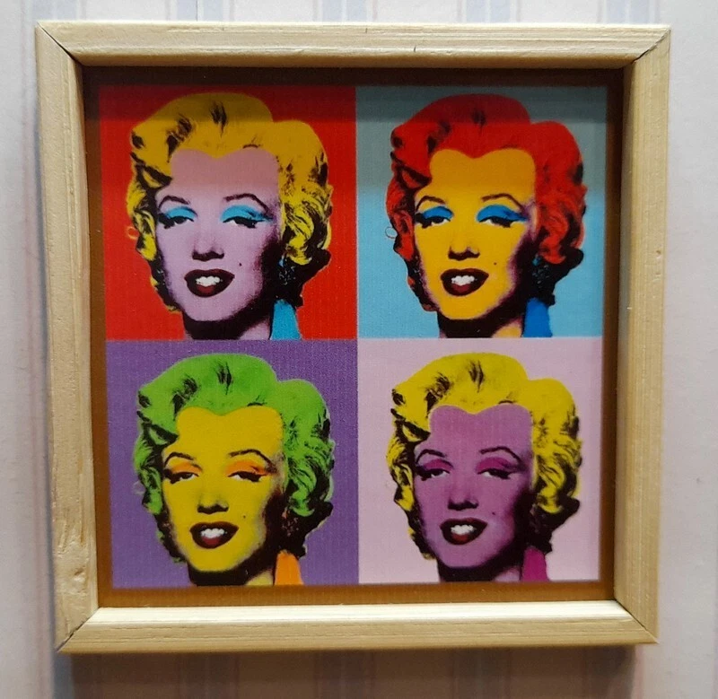 CASA BAMBOLE Andy Warhol Marylin MINI QUADRO 1:12 Fatto a mano Miniatura - Immagine 2 di 4