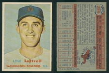 (47357) 1957 Topps 386 Lyle Luttrell Senators-NM
