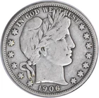 1906-D Barber Silver Half Dollar VF Uncertified #212