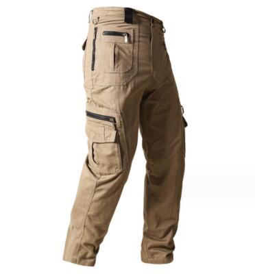 Men's Cargo Zipper Pockets Straight Leg Work Wear Casual Cotton Pants Breathable