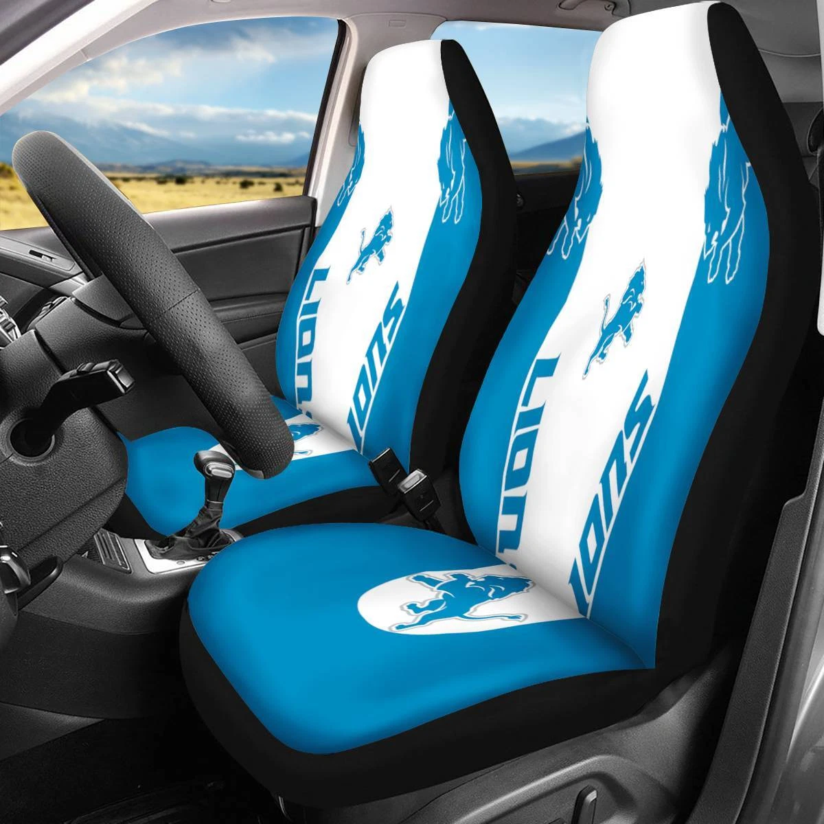 Car Seat Cover Seat Protector 2Pc for Detroit Lions