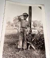 Rare Antique Vintage American WWII Era Boy, Air Force Uniform Snapshot Photo US