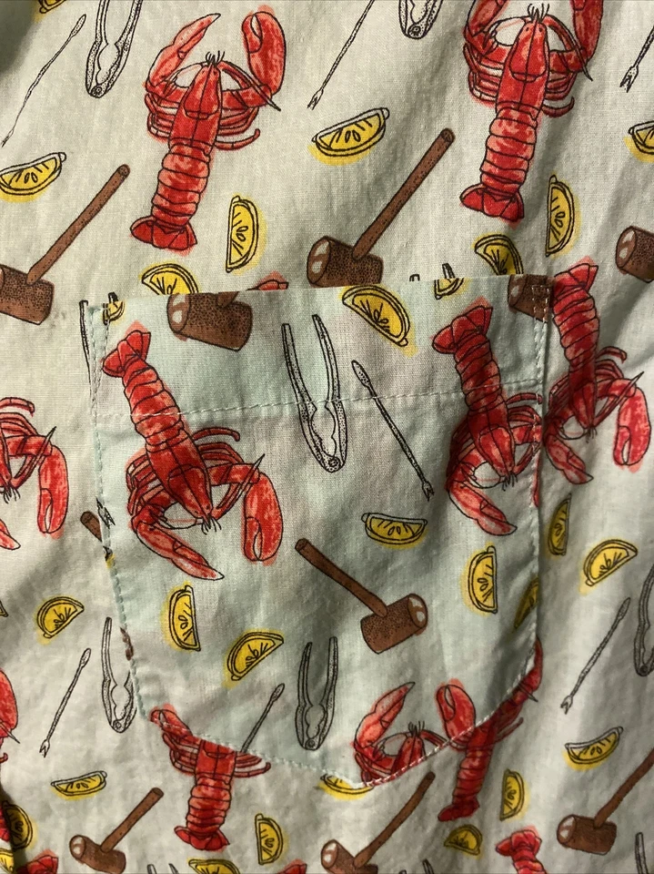 RETROFIT Lobster Bake, Button Down Short Sleeve 100% Cotton SHIRT, Men's M - Image 3 of 4