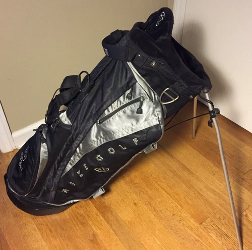 Nike Golf Bag Stand Carry Izzo Dual Strap Black Silver 5 Way Divider 7 Pkt