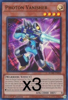 3X Yugioh Photon Vanisher BLMR-EN058 Ultra Rare 1st Edition NM