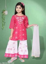 New Indian Traditional Pretty Stylish Girls Casual Partywear Kurta And Pallazzo