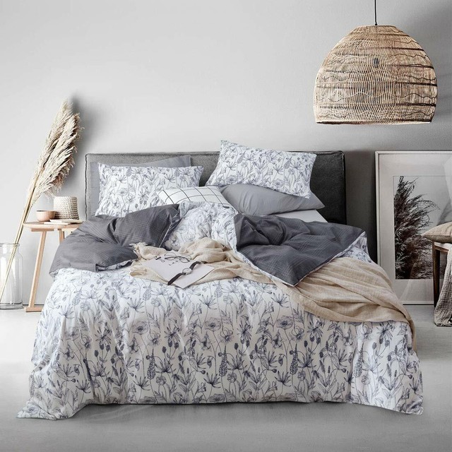 ATsense Duvet Cover Twin, 100% Cotton, Blue Floral, 3-Piece, Ultra Soft and Easy  eBay