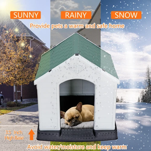 28 Zoll/32 Zoll H Outdoor Hundehaus wetterfest Tierheim Hundeheuche 4 Farben - Bild 34 von 73