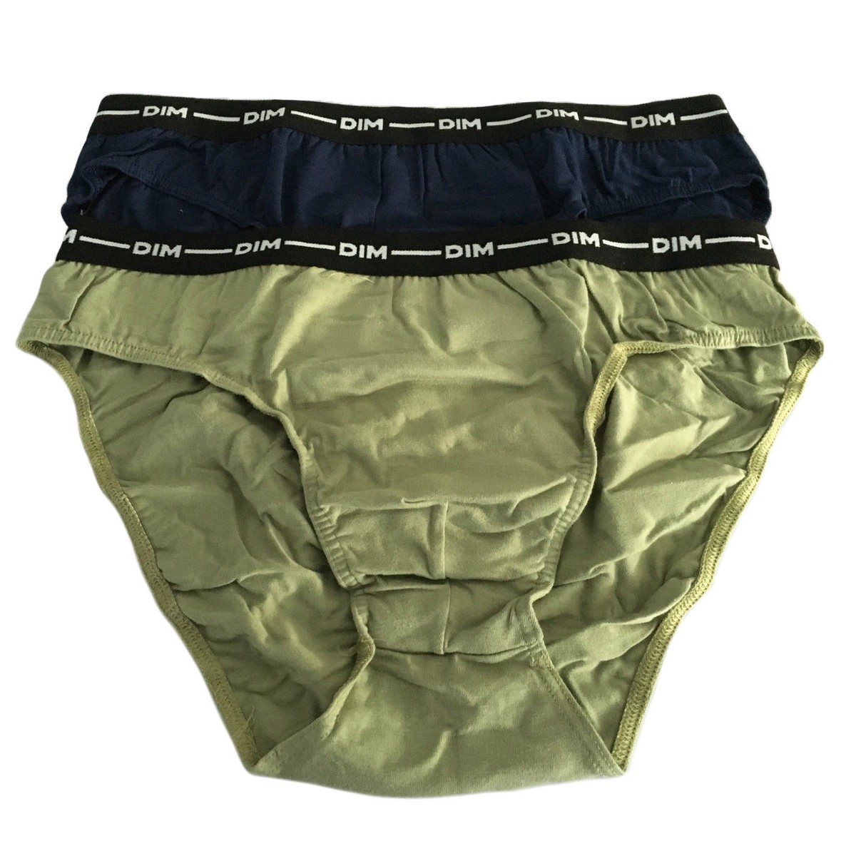 DIM Slip Homme Taille Basse 96% Coton 4% Élastane Bleu Et Vert