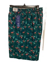 Caribbean Swimwear Big Man Swim Flamingo Print Green Multi Drawcord XL 8 Insean