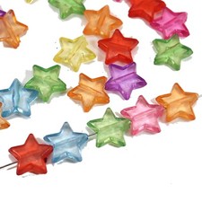 110pcs Mixed Colour Transparent Acrylic Smooth Star Charm Beads 14mm Kids Crafts
