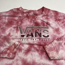 Vans Sweatshirt Women XL Pink Tie Dye Off The Wall Skater Logo Spell Out