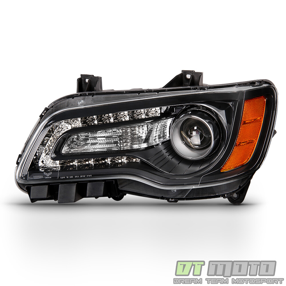 Black 2011-2014 Chrysler 300 Halogen LED DRL Headlight Driver Side