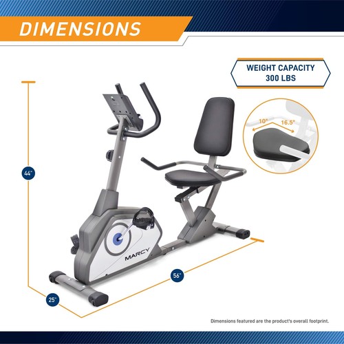 Marcy Magnetic Recumbent Exercise Bike with 8 Resistance Levels Grey - Picture 2 of 7