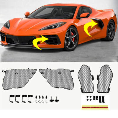 For Corvette C8 Z51 2020-25 Front Grill Radiator Guards+Side Intake Mesh Grille