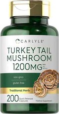 Turkey Tail Mushroom Capsule 1200mg  200 Count  Non-GMO