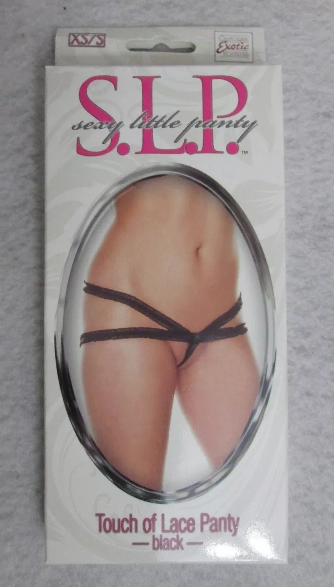 SLP Sexy Little Pantie Touch of Lace Black XS/S Thong Bow Lingerie Intimate  Gift