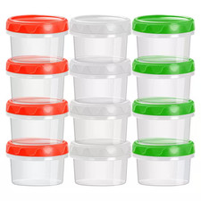Reusable 2 Oz. Mini Plastic Containers Airtight Leakproof Twist Top Lids, Dressi