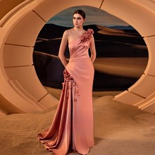 Glamorous 3DFlowers Mother of the Bride Dress One Shoulder Mermaid Ruched Robes