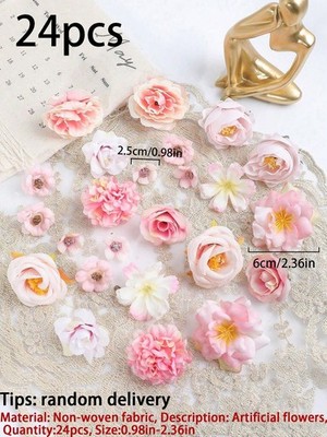 24pcs Pink Artificial Flowers Kit For Wedding Garland Home Decor
