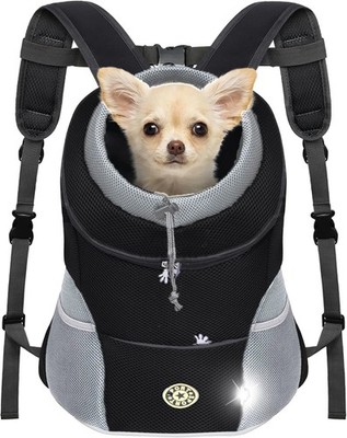 Pet Backpack Carrier Dog Cat Travel Bag Front Fold Mesh Ventilated Harness Zippe