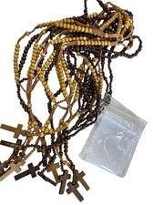 Lot Set of 24 Wooden Rosary Bead rosary Wood Catholic Carved Beads with Jesus