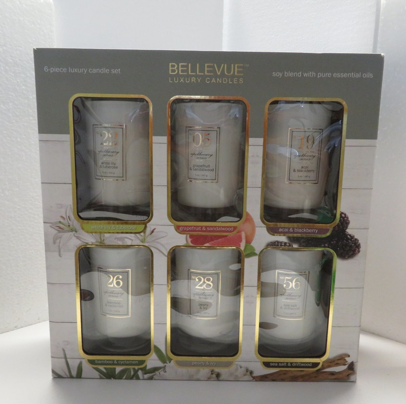 Bellevue Luxury Candles Apothecary Series Set of Six 5 ounce New In Box