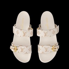 Women s Louis Vuitton Bom Dia Flat Comfort Mule Dune Beige Size 39
