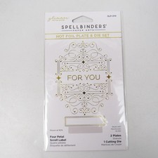 Spellbinders "Four Petal Scroll Label" Hot Foil Plate Die Set for Card Making
