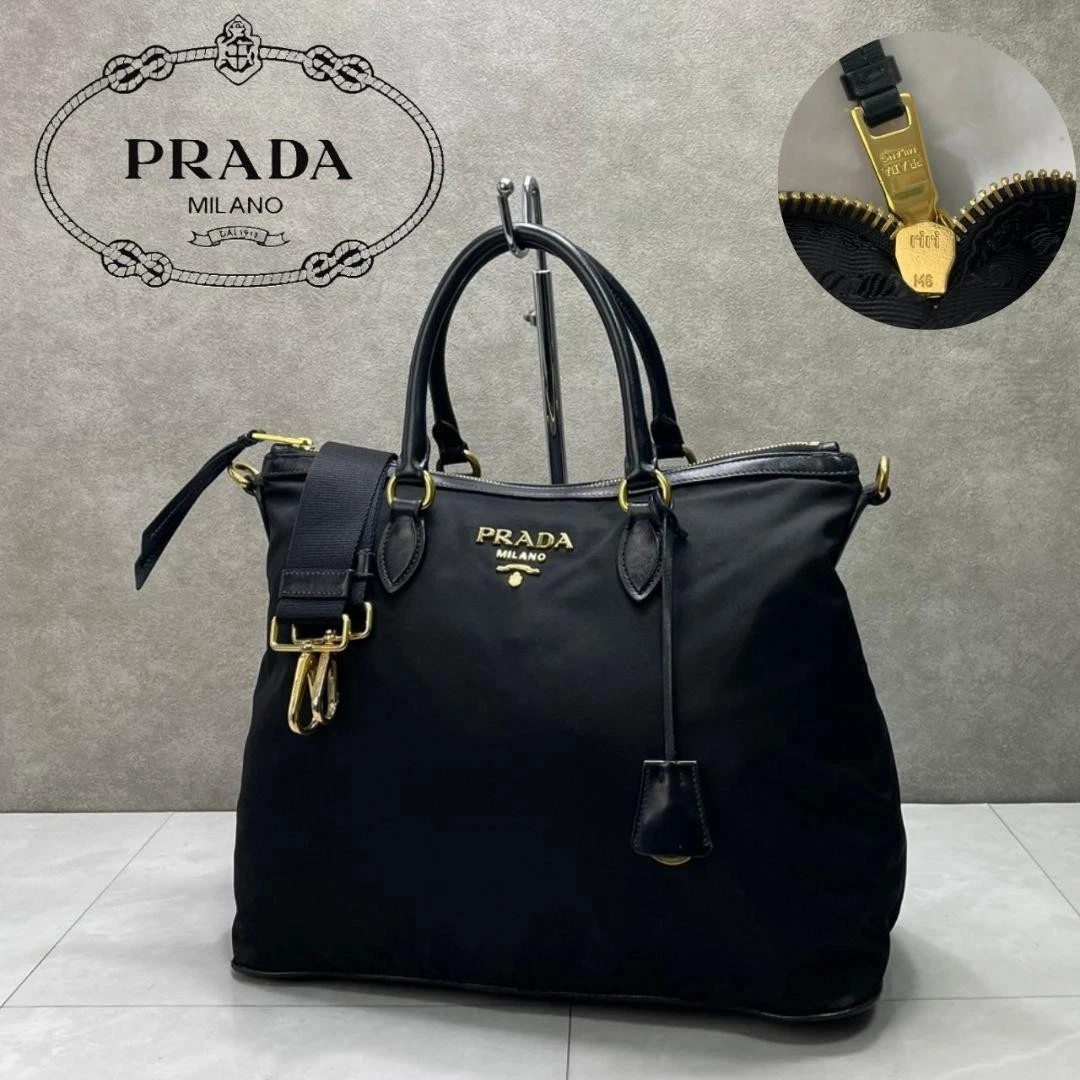 PRADA Tessuto Zip Leather Exterior Bags & Handbags for Women for