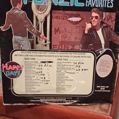 Various - Fonzies Favorites K-Tel 12'' Black Vinyl LP 33 RPM Rock Pop 1950s