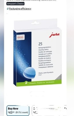 Jura 3-Phase Cleaning Tablets 25pk ,  25045 All Espresso Machines New Other