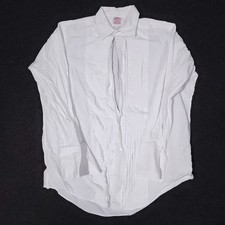 Vintage Brooks Brothers Tuxedo Shirt Mens 16.5-35 White Bib Pleated French Cuff
