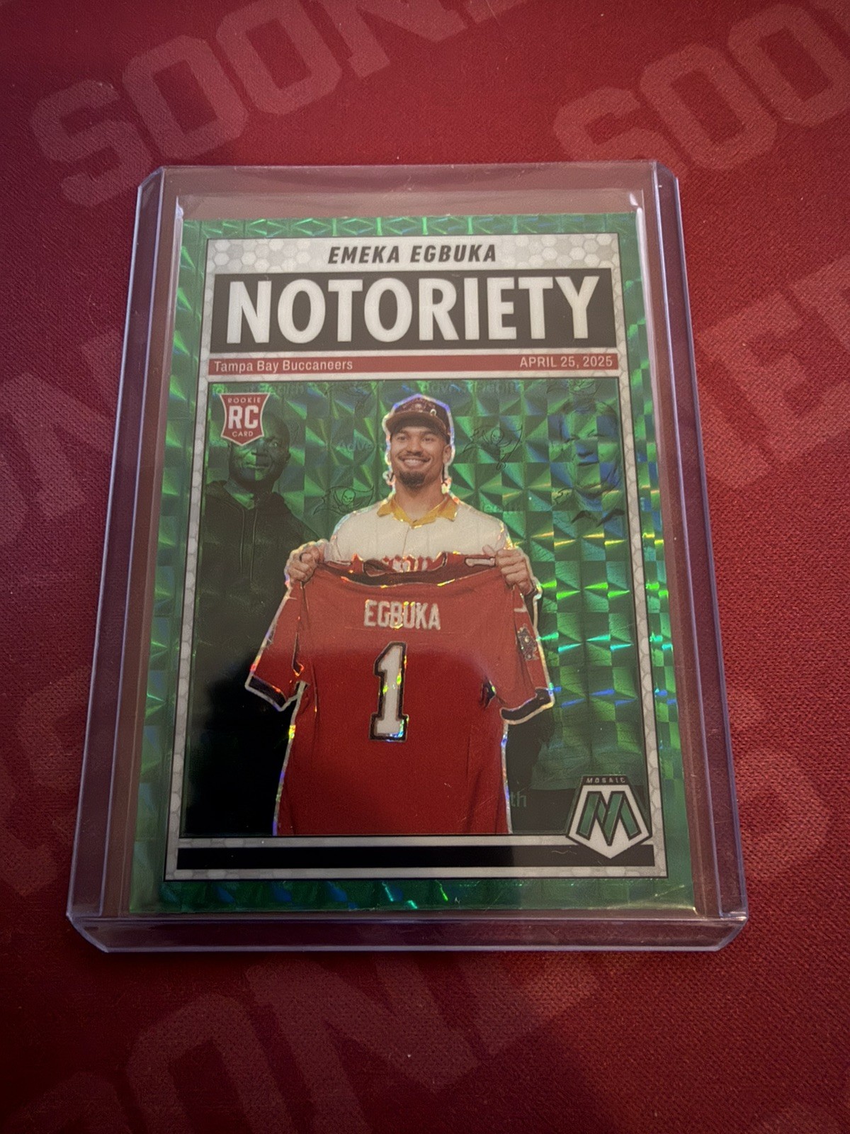 2025 Panini Mosaic - Notoriety Emeka Egbuka #16 Green Mosaic Prizm (RC)