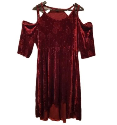 Disney Torrid Minnie Mouse Dark Red Floral Velvet Burnout Witchy Whimsy Dress 3X