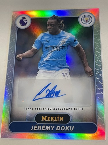 Topps Merlin UEFA Club Competitions 2024-25 Jeremy Doku Man City #AU-JD Auto
