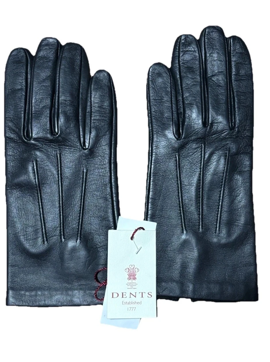 Dents Black Leather SILK-Lined Gloves Driving Winter Glove Size 10 New