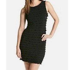 Calvin Klein Black Tiered Sheath Dress Minimalist Glam Cocktail Classic Chic