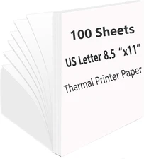 100 Sheets Thermal Printer Paper, 8.5''×11'' US Letter Size, Advanced Printing P