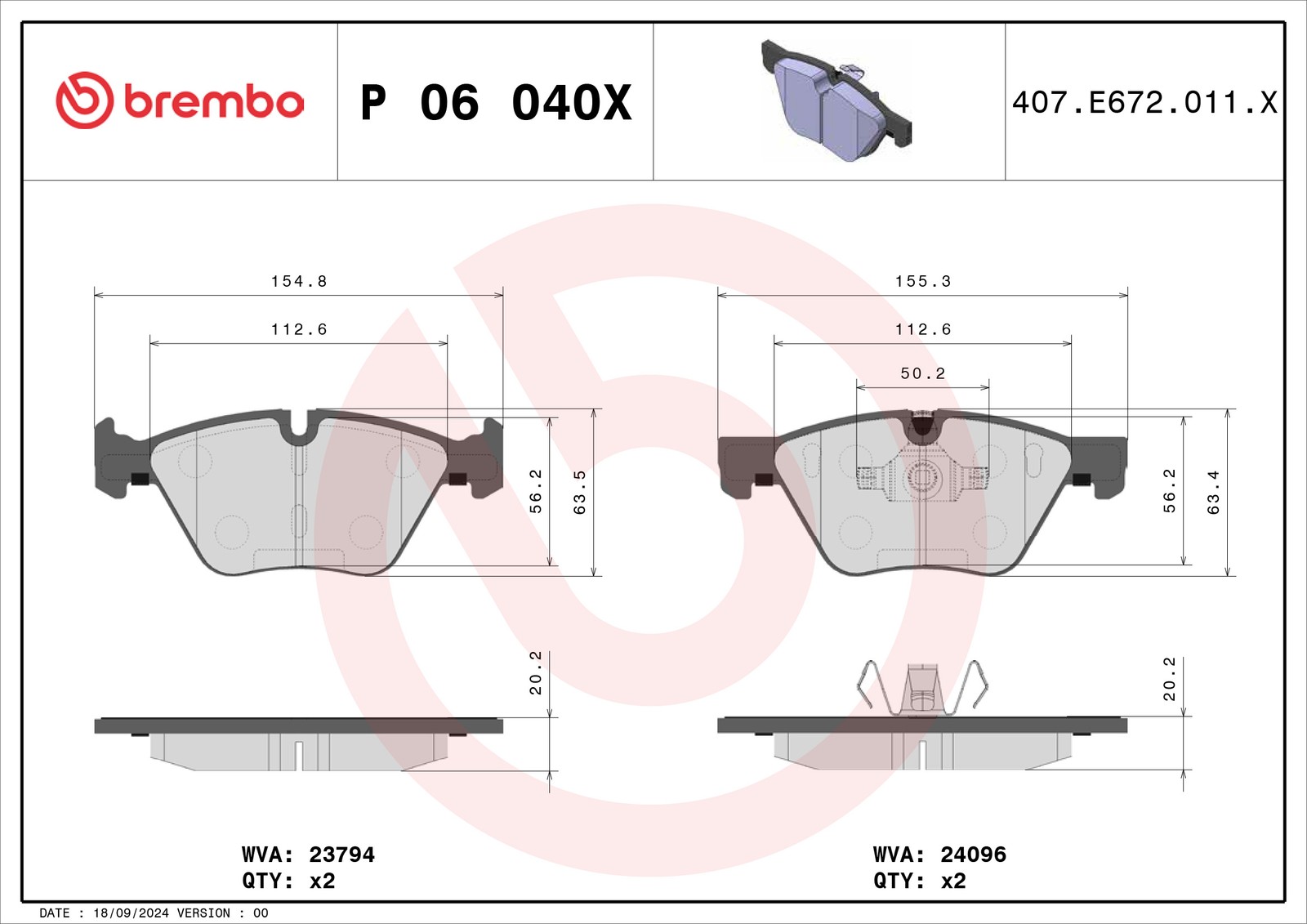 Brembo Bremsbelagsatz, Scheibenbremse Xtra Line P 06 040X Für Bmw - Bild 5