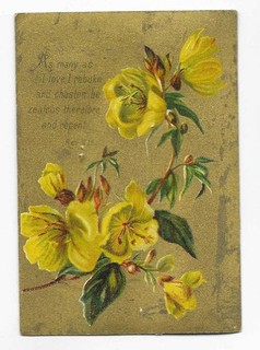 W06 VICTORIAN RELIGIOUS SCRIPTURE PSALMS MOTTO CARD Revelation 3:19