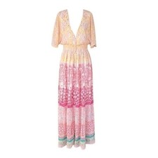 House of Harlow 1960 Floral Tiered Metallic Maxi Dress Size Large Boho
