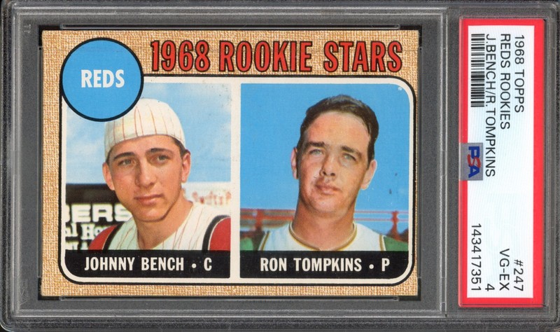 1968 Topps #247 Johnny Bench Rookie PSA 4 Vintage HOF RC Baseball Card (7351)